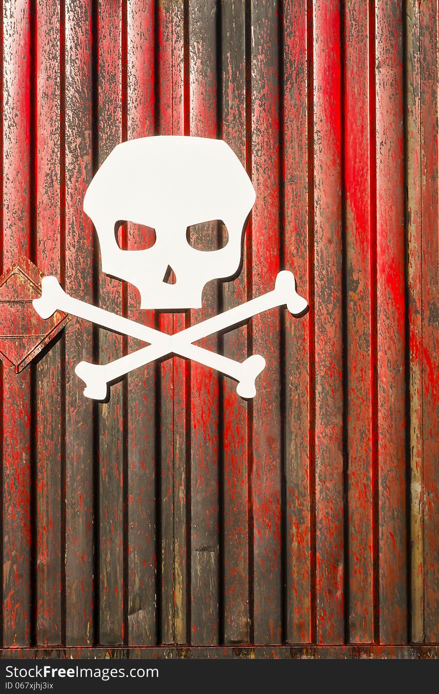 Skull on a red cargo container