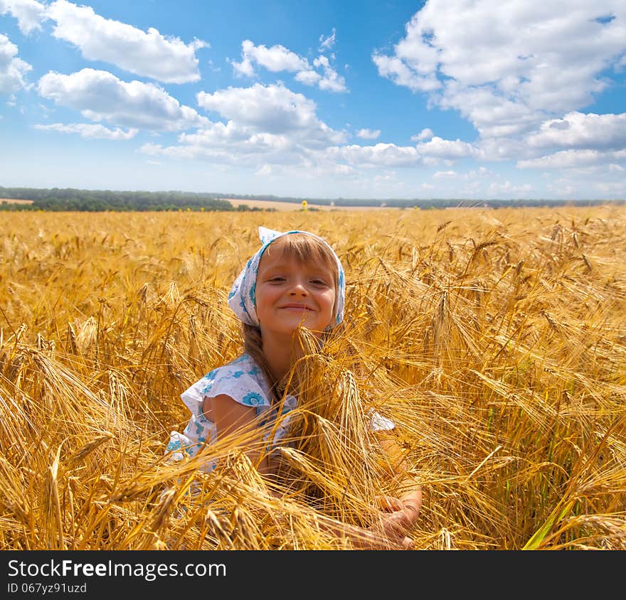 Beautiful little girl in a meadow