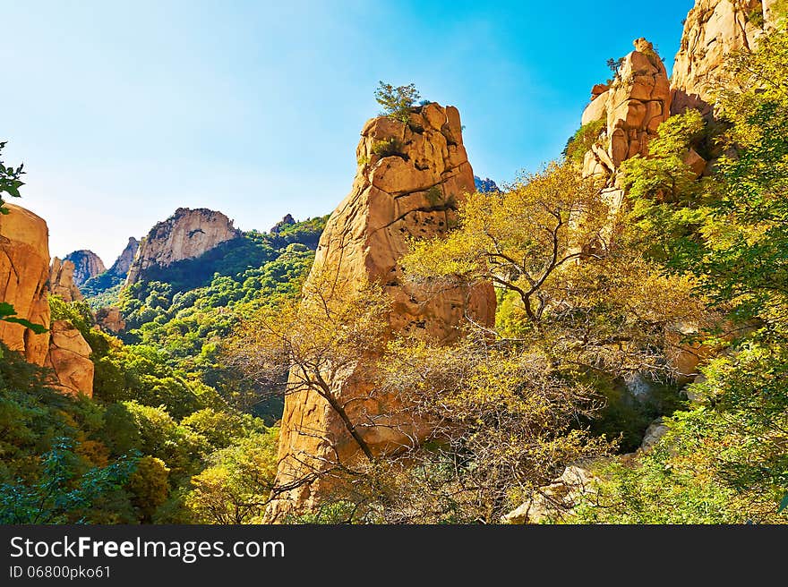 The autumn boulders of gallery valley of Zu mountain