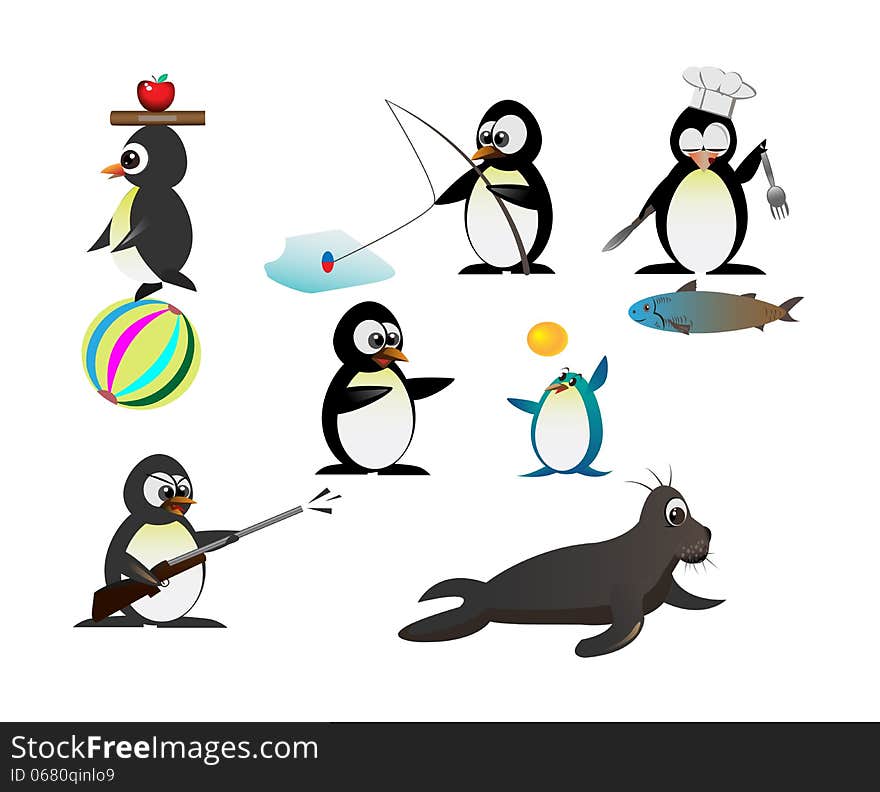 Penguin character on whiet background