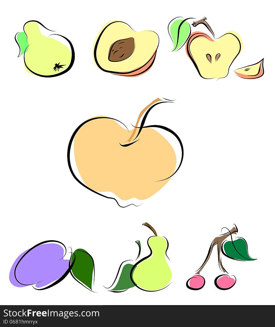 Illustration of several fresh fruits