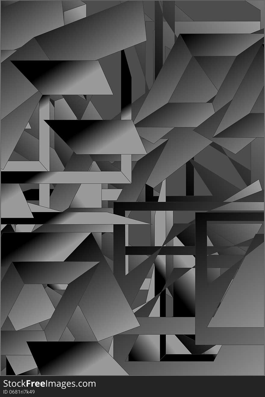 Different gray geometric shapes on a gray background. Different gray geometric shapes on a gray background.