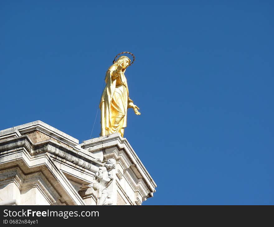 Golden statue of Saint Mary of the Angels