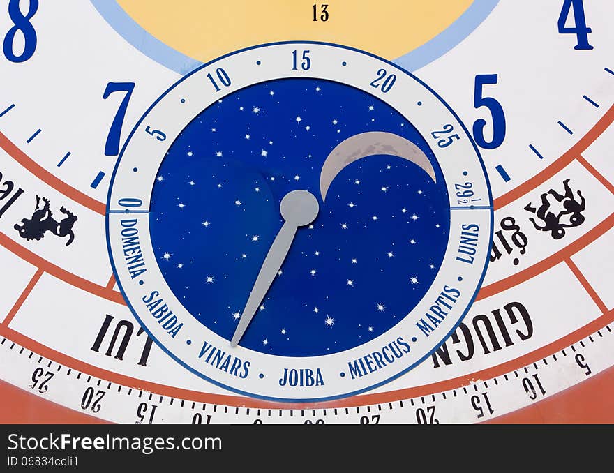 Close-up On Giant Calendar Wall Clock