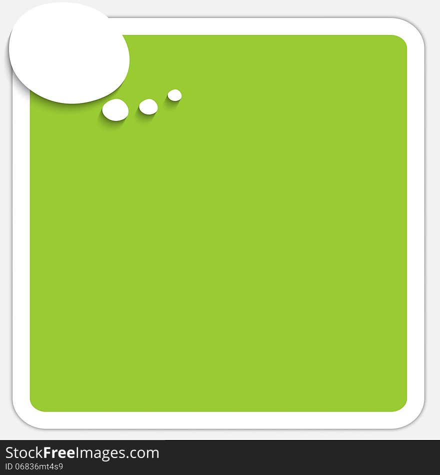 Green text box for any text and speech bubble