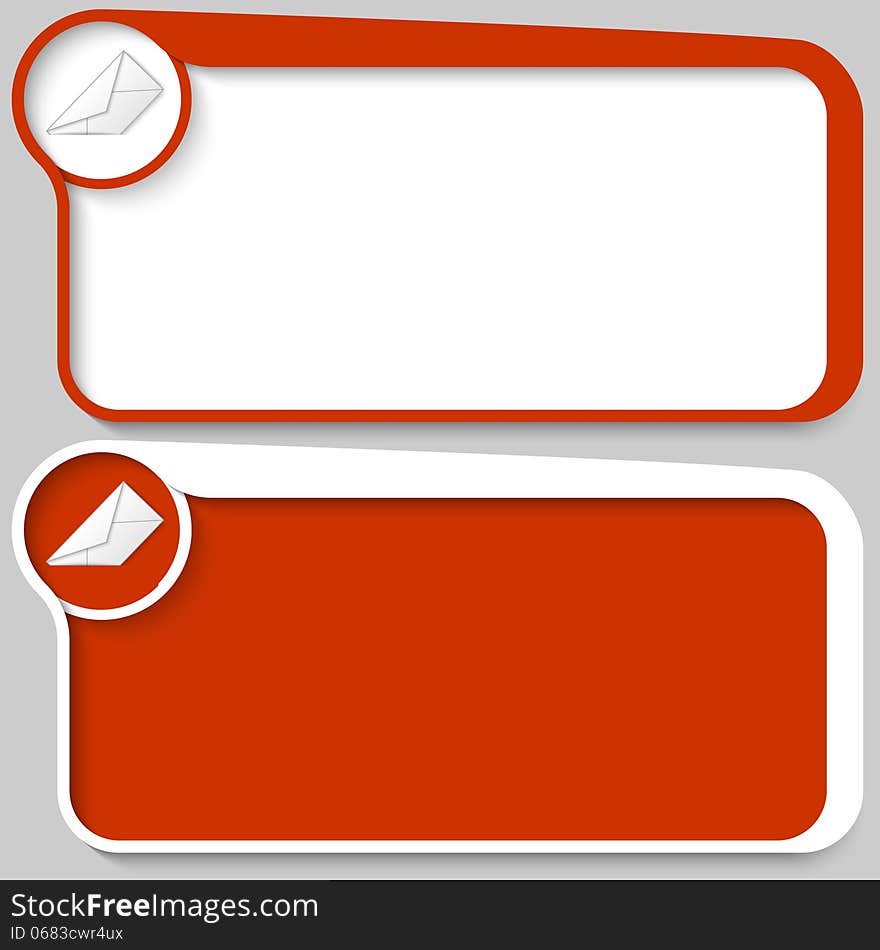 Two red vector text box and envelope