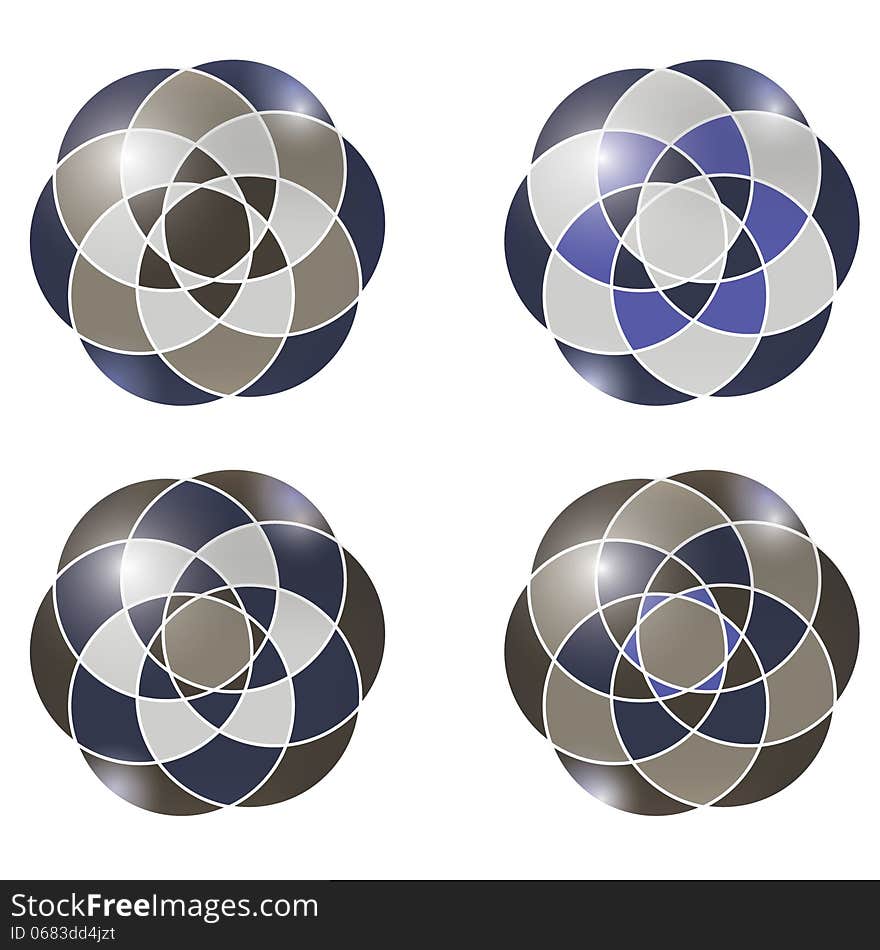 Set of four abstract object