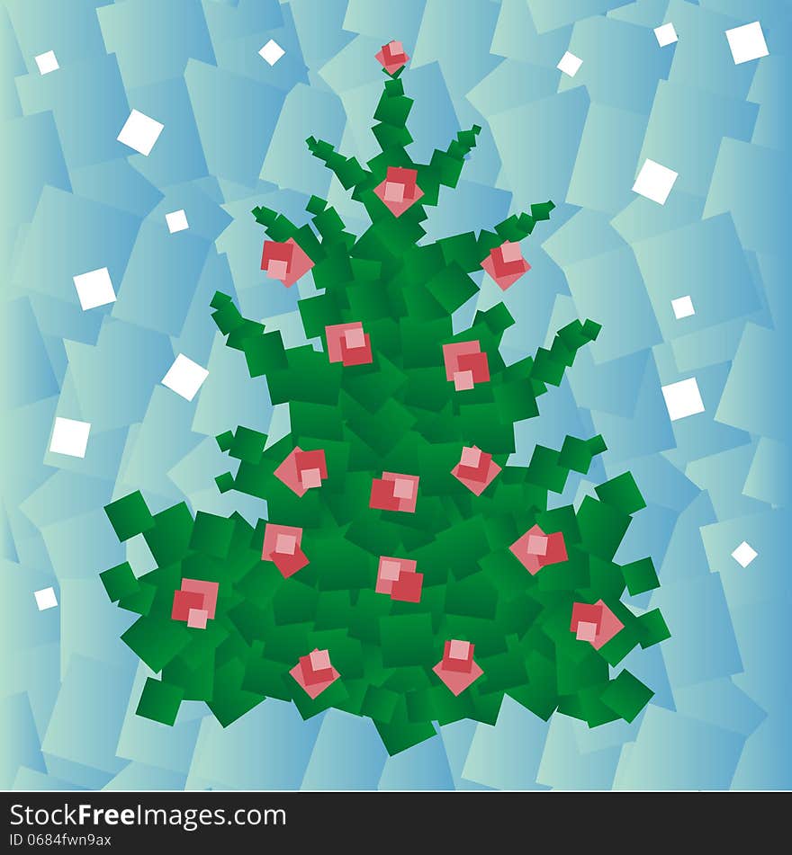 Christmas tree on abstract background. Christmas tree on abstract background