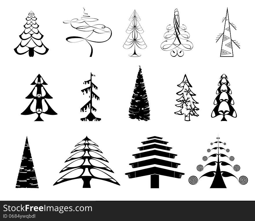 Original art Christmas tree set