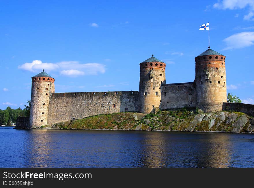 Olavinlinna fortress in Savonlinna Finland. The castle of international opera festival.