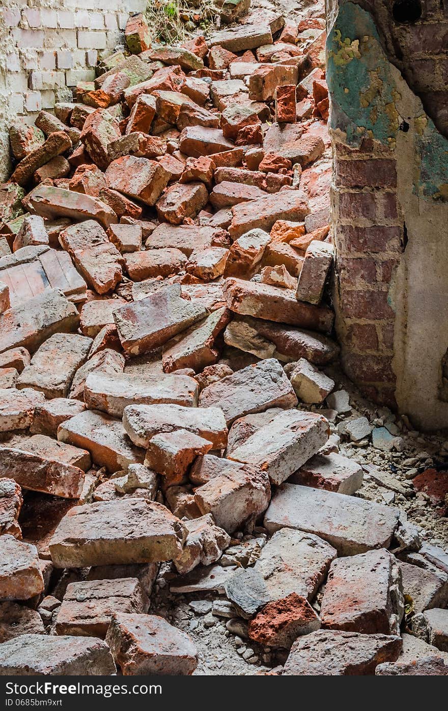 Ruined staircase in old damaged building. Ruined staircase in old damaged building