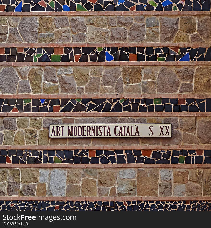 Wall with mosaic at Lloret de mar Catalonia. Wall with mosaic at Lloret de mar Catalonia