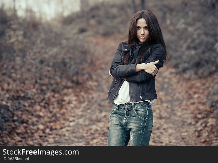 Young beautiful woman outdoors portrait