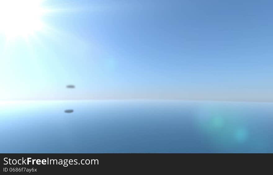 Animated concept background with water surface and skipping stone