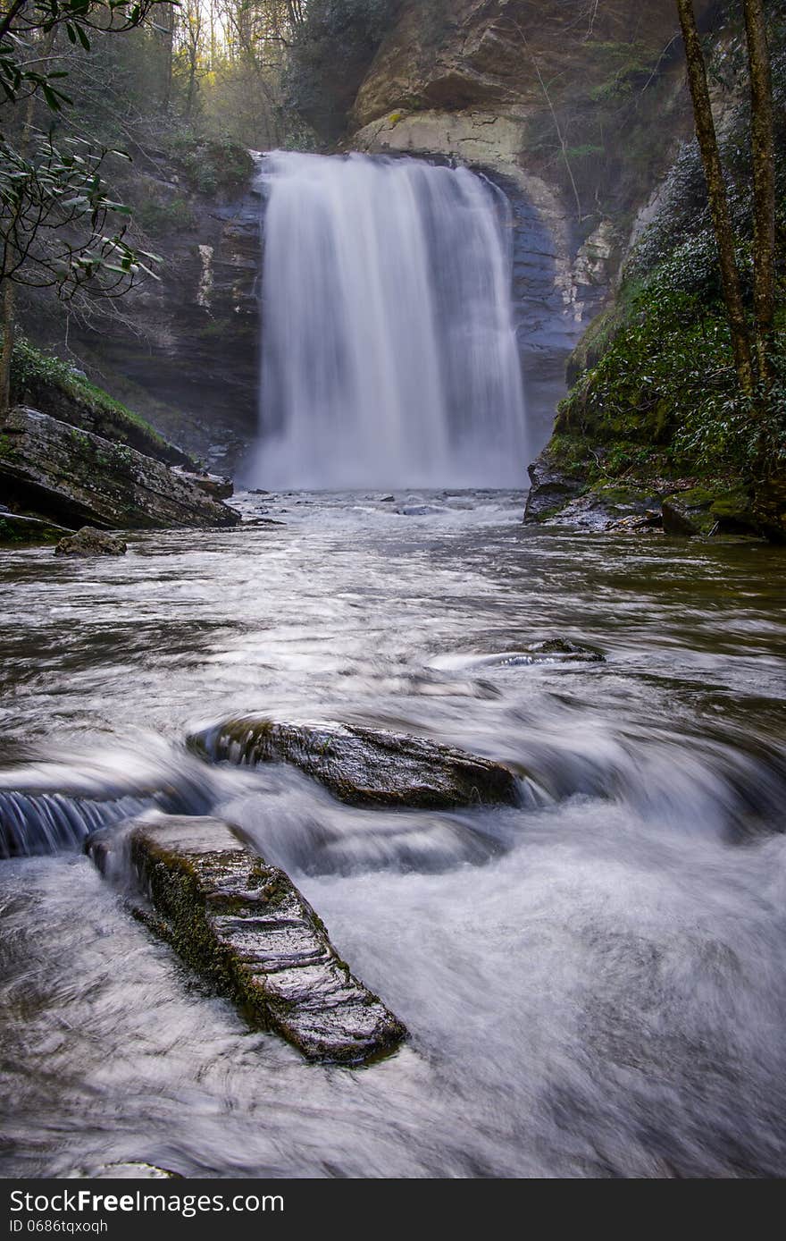 High water at looking glass falls near Brevard, North Carolina.