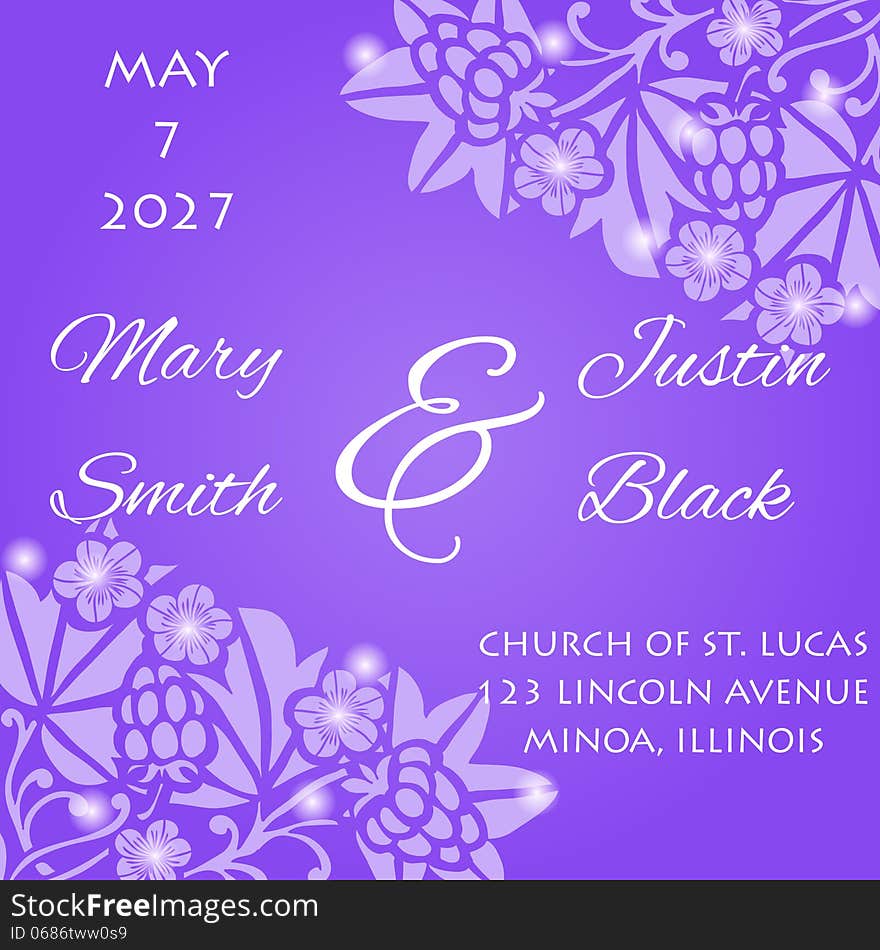 Wedding card or invitation with abstract floral background