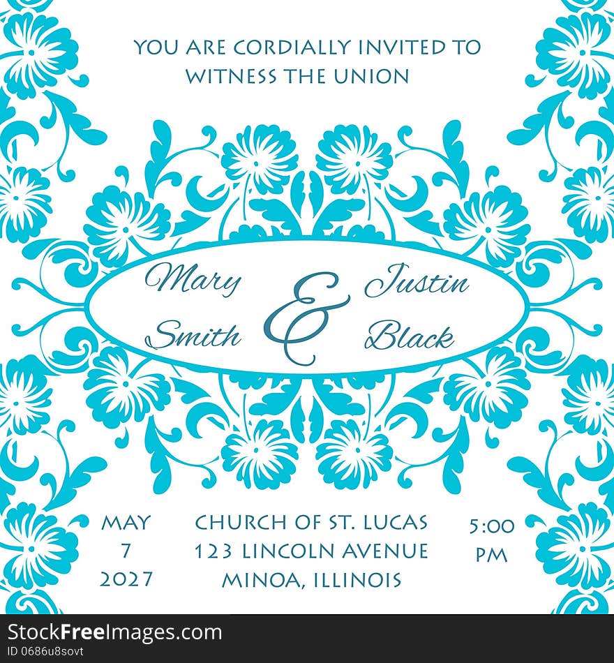 Wedding card or invitation with abstract floral background