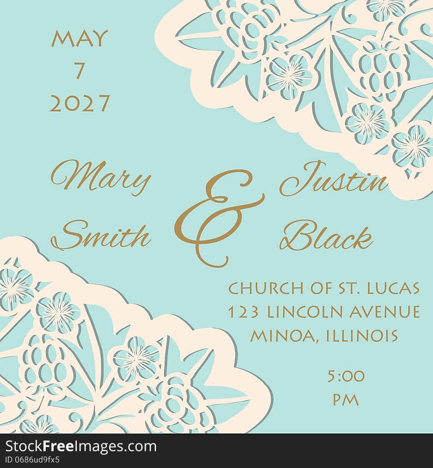 Wedding card or invitation with abstract floral background