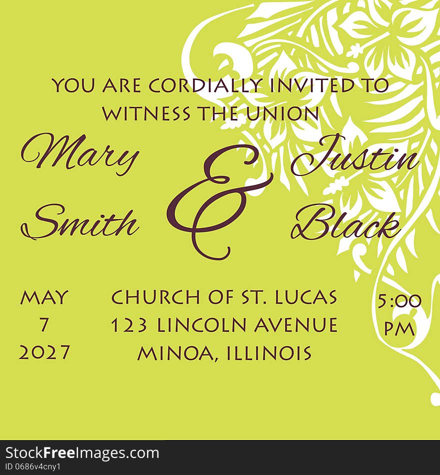 Wedding card or invitation with abstract floral background