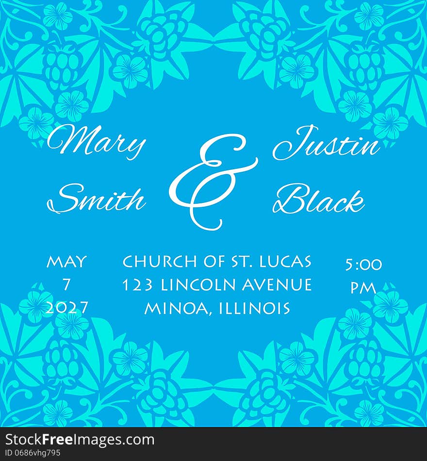 Wedding card or invitation with abstract floral background