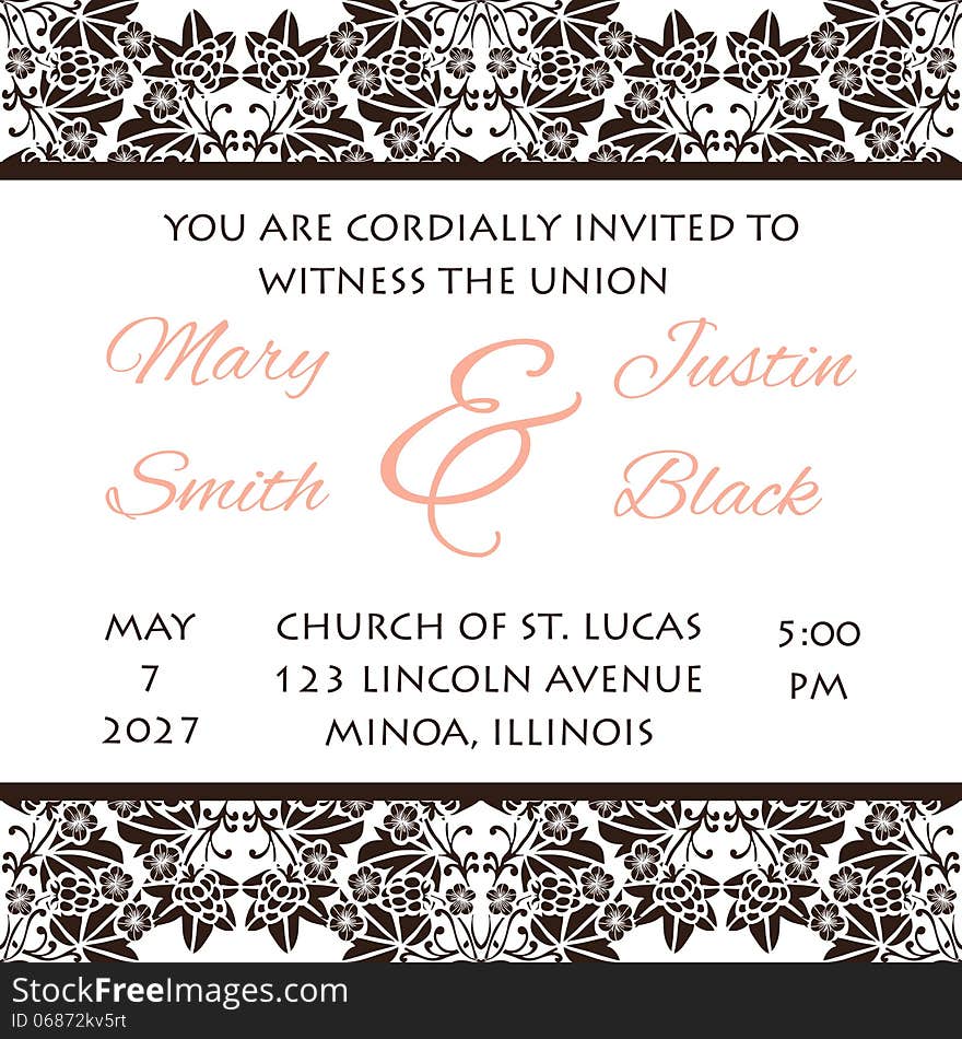 Wedding card or invitation with abstract floral background