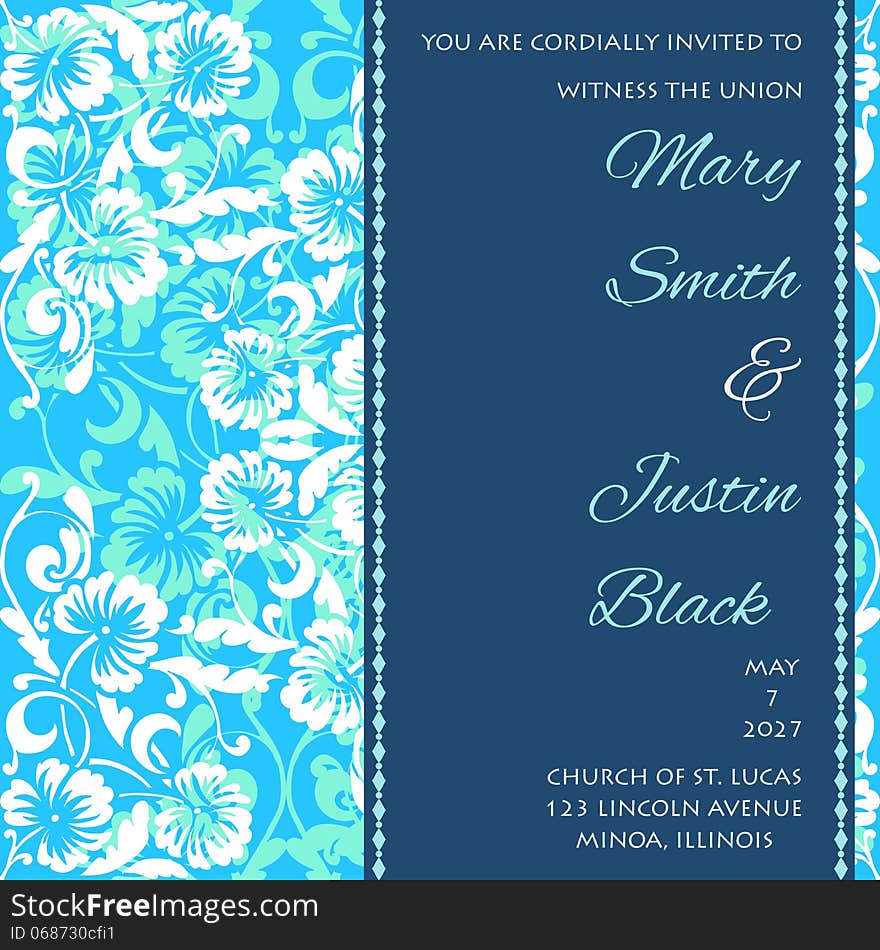 Wedding card or invitation with abstract floral background