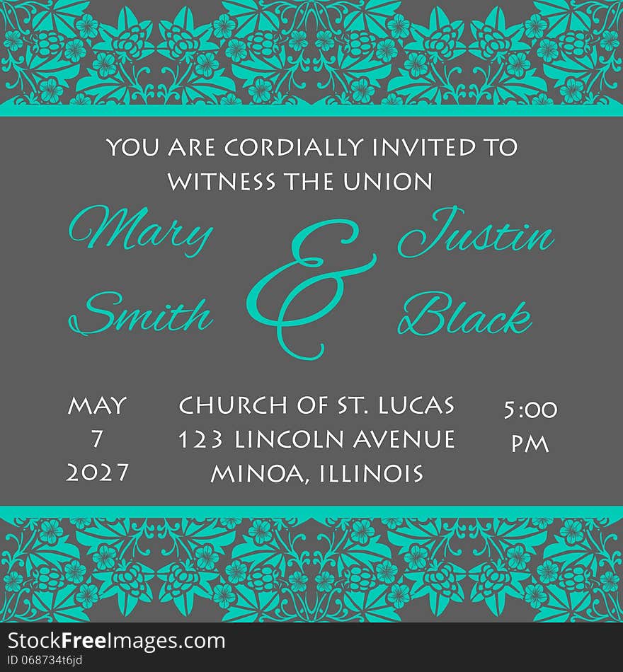 Wedding card or invitation with abstract floral background