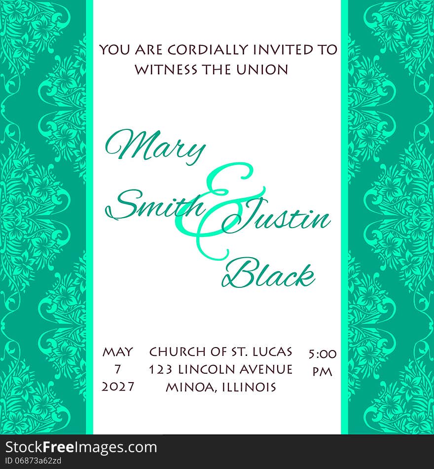 Wedding card or invitation with abstract floral background