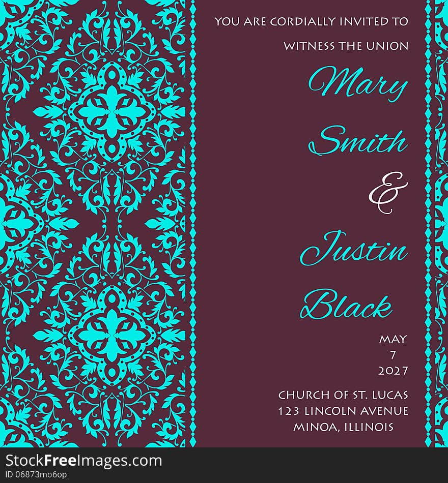 Wedding card or invitation with abstract floral background