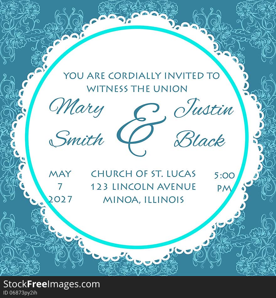 Wedding card or invitation with abstract floral background