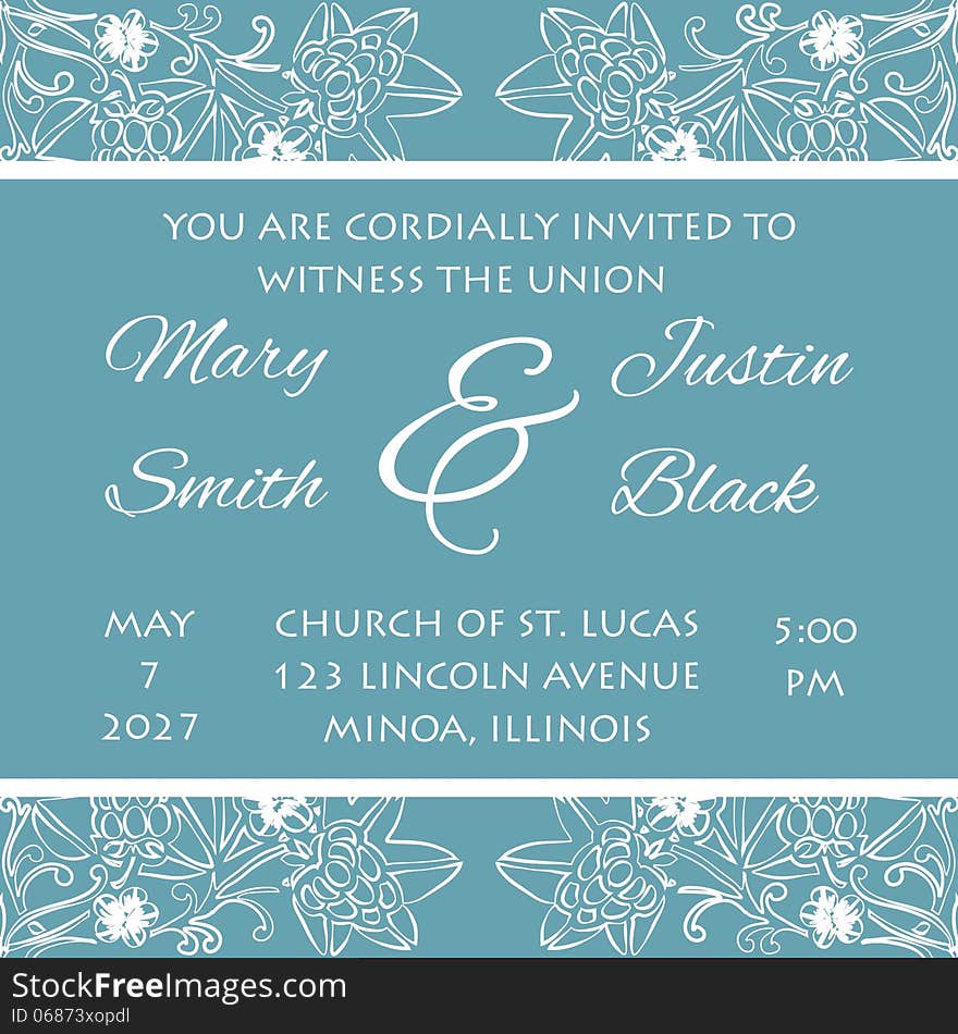 Wedding card or invitation with abstract floral background