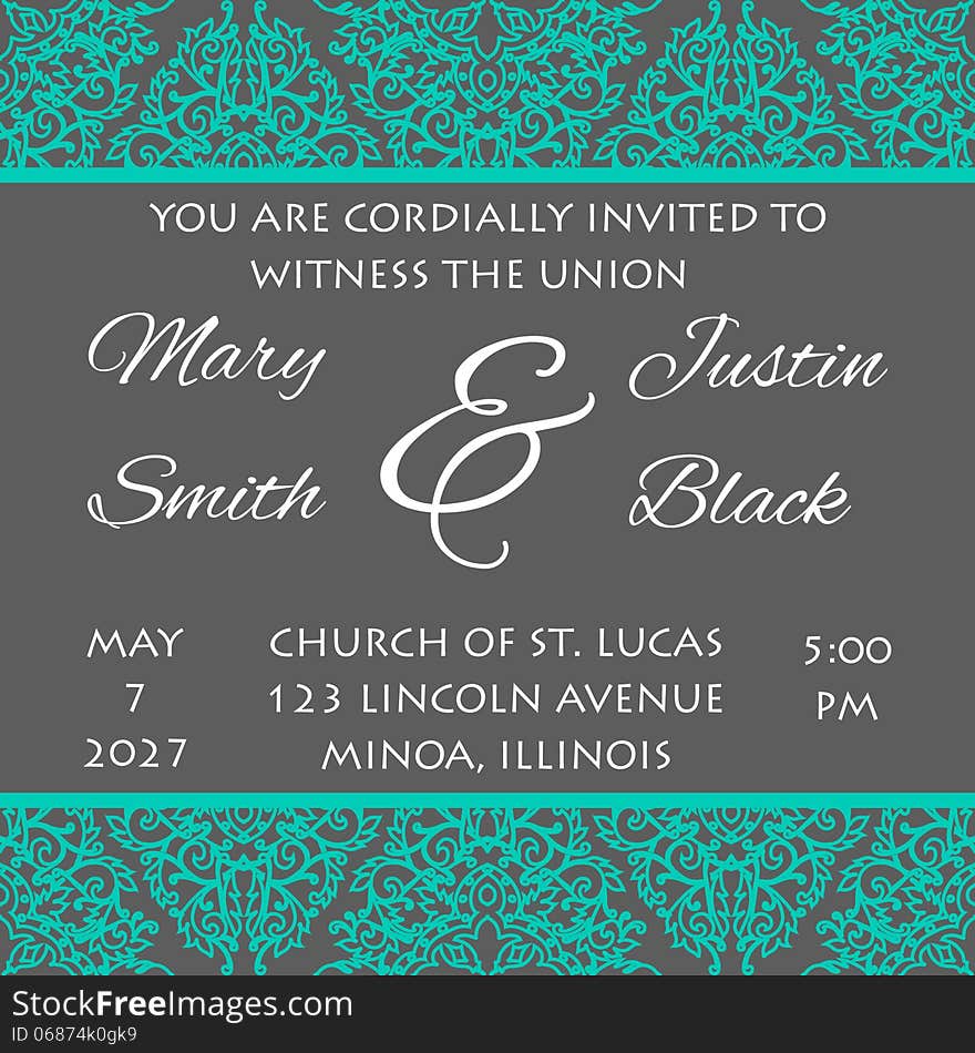 Wedding card or invitation with abstract floral background