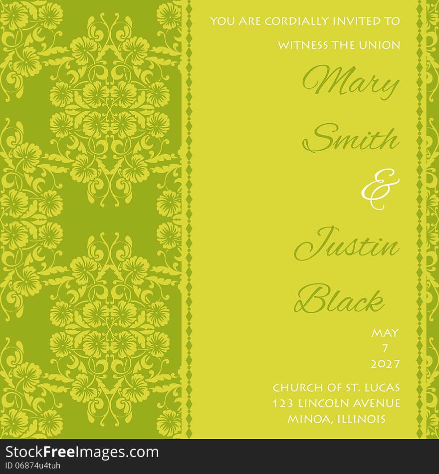 Wedding card or invitation with abstract floral background