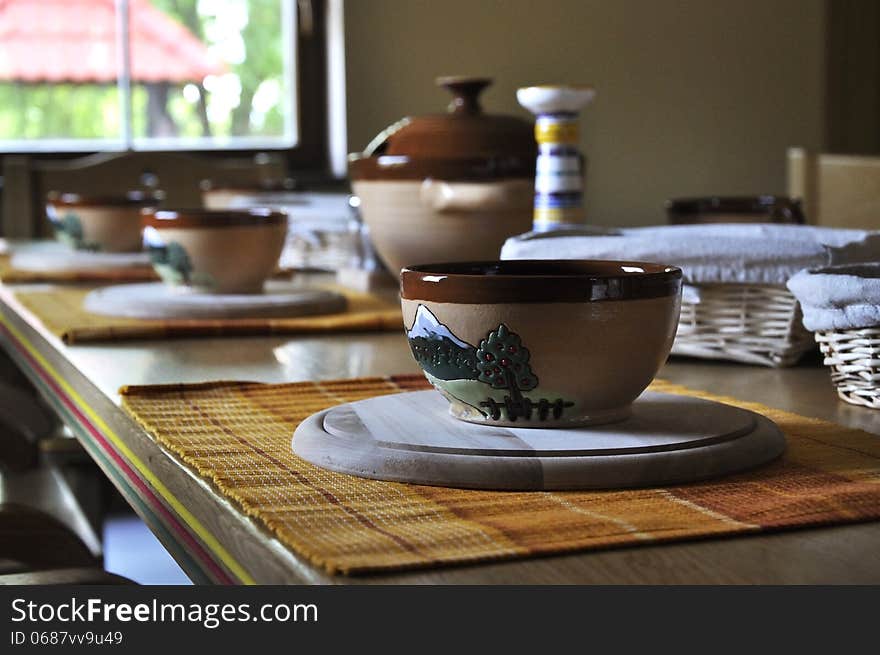 Trendys kitchen with wooden furniture in country style