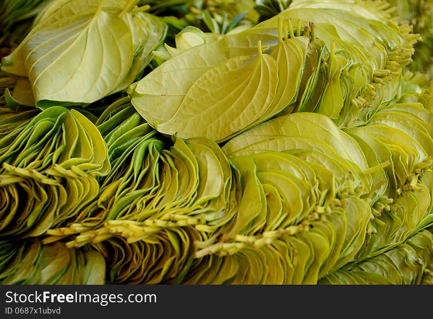 A market stall in selling Betal Leaf