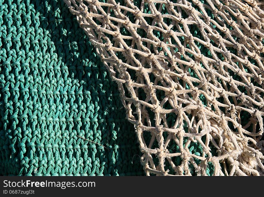 Closeup of fishing net. Nice background with free space