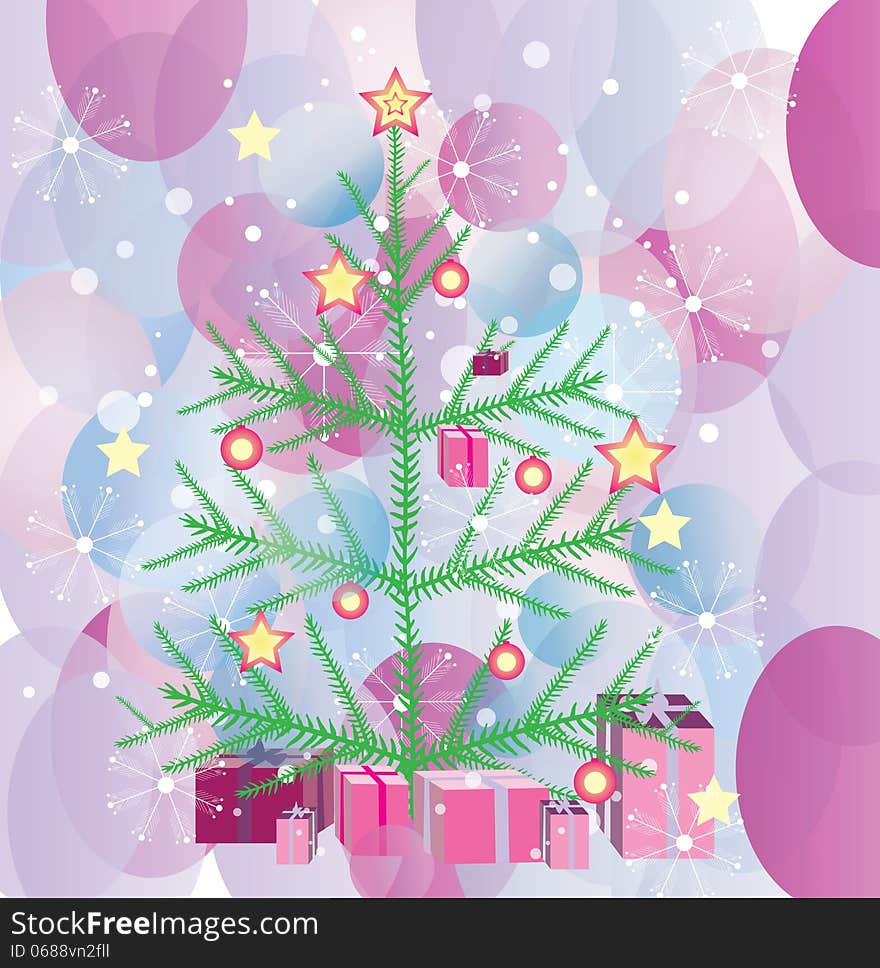 Vector graphic image with christmas tree on circled background. Vector graphic image with christmas tree on circled background