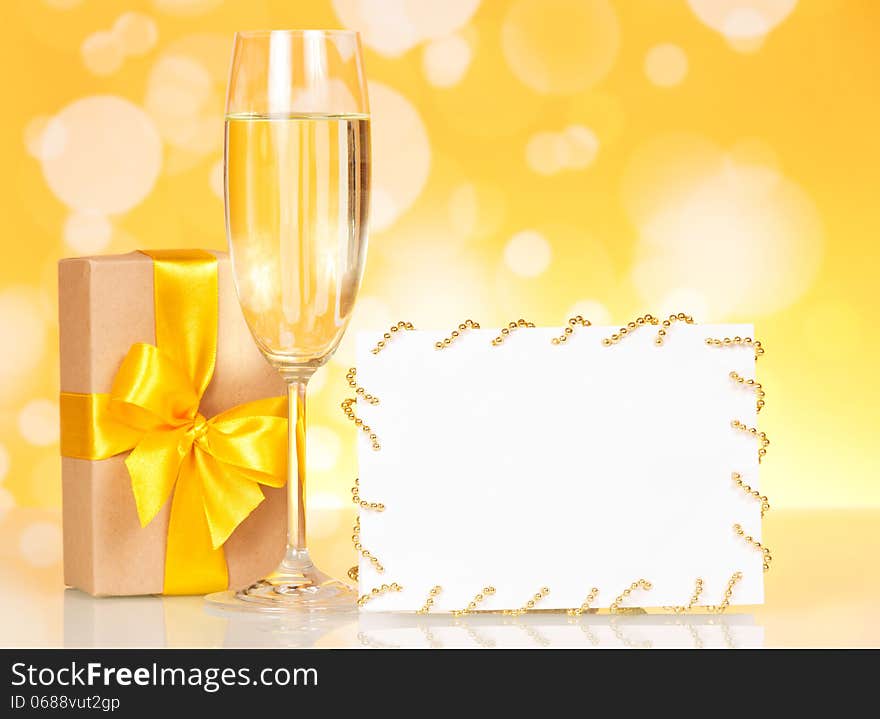 Champagne Glass, Gift And Empty Card