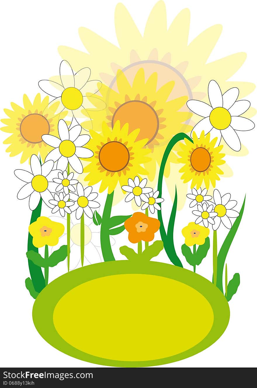 Vector image with colorful summer yellow and white flowers. Vector image with colorful summer yellow and white flowers