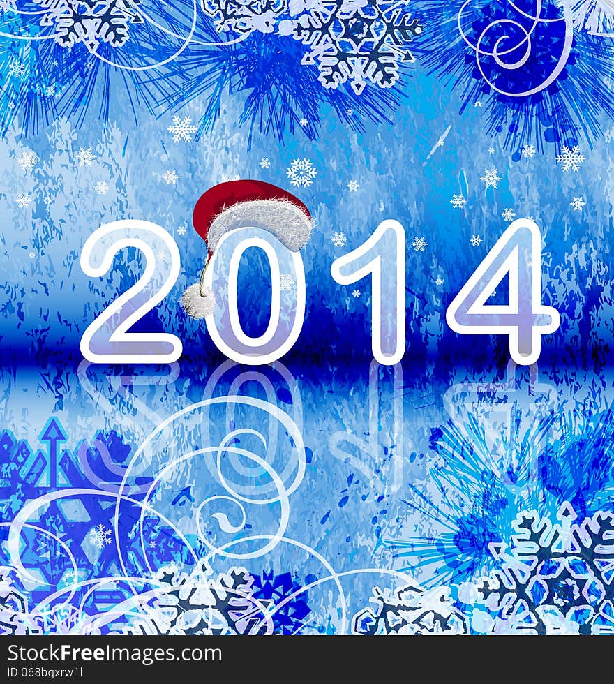 2014 - New year background. Raster version of illustration