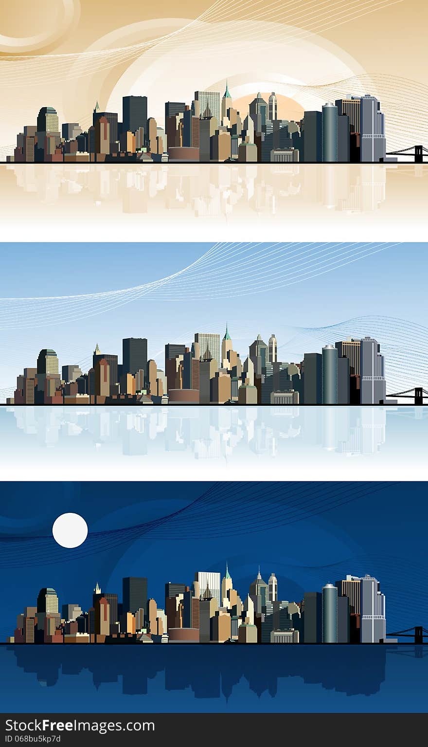 Panorama of the big city. Raster version of illustration