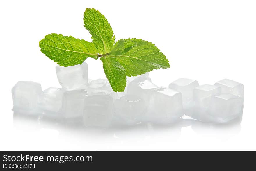 Ice For Cocktail And The Spearmint Leaves