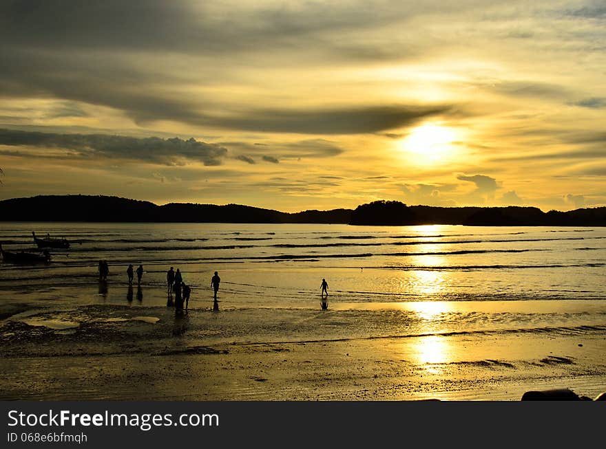 A sunset scene in Krabi, Thailand.