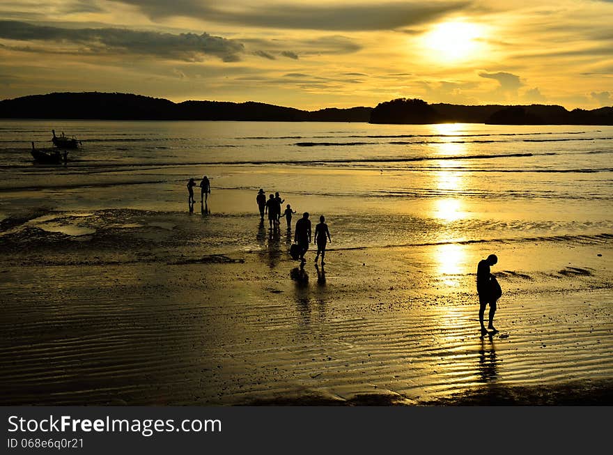 A sunset scene in Krabi, Thailand.