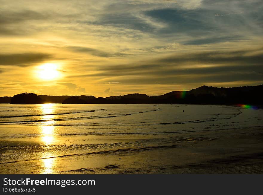 A sunset scene in Krabi, Thailand.