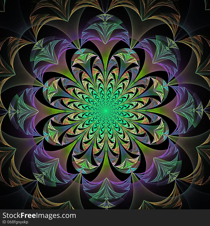 Beautiful abstract flower in gray, green and purple.