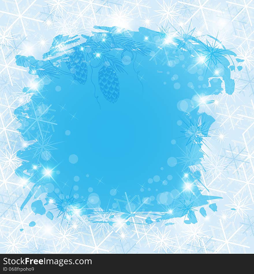 Blue vector Christmas background with snowflakes