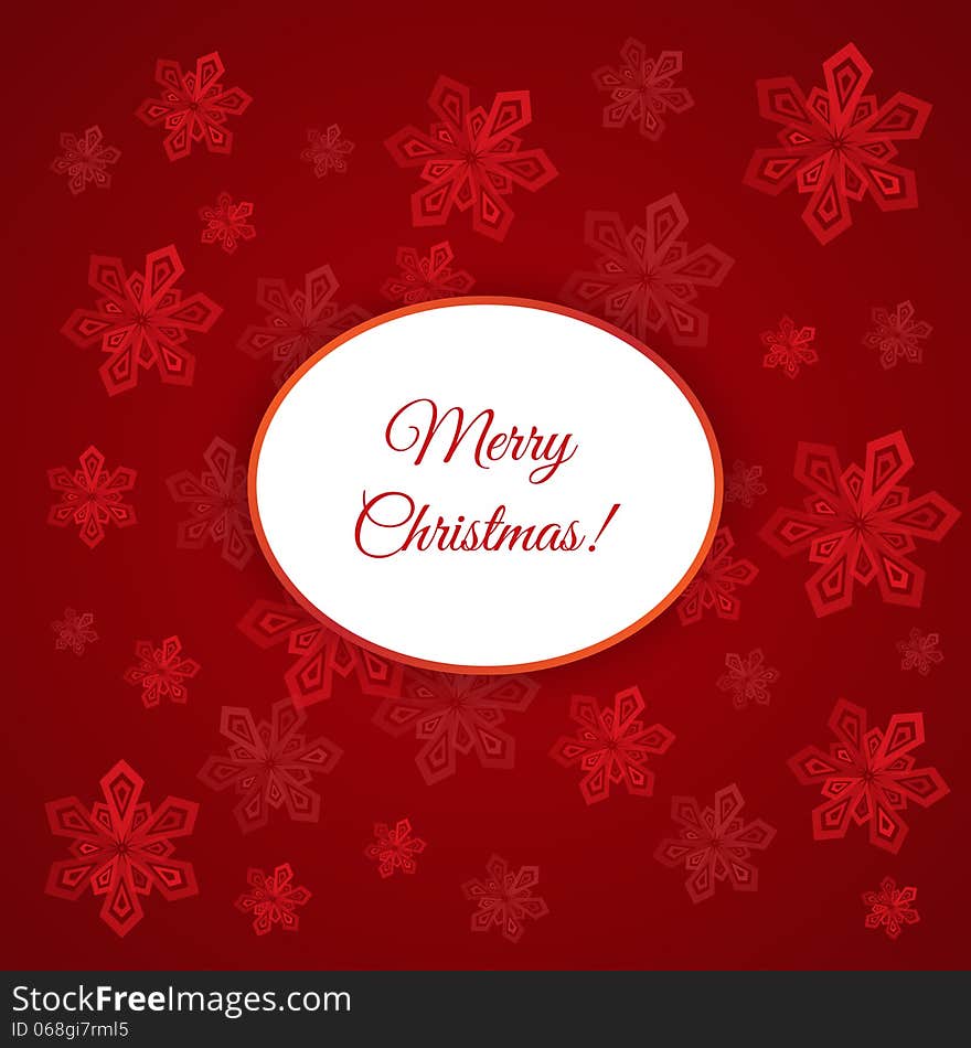 Christmas card with snowflakes. Template with place for text