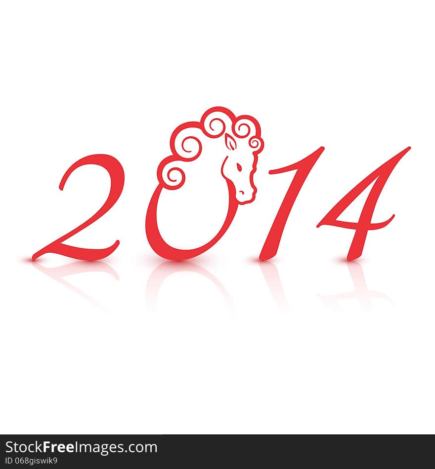 Vector illustration for the 2014 new year with horse