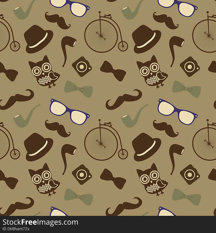 Hipster Retro Vintage Seamless Pattern